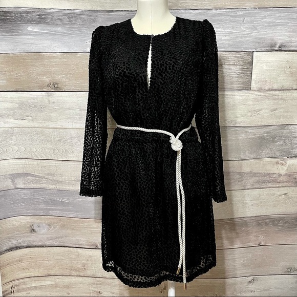 ROBERT RODRIGUEZ black burnout leopard print velvet puff sleeve dress 8 NWT - Picture 4 of 13